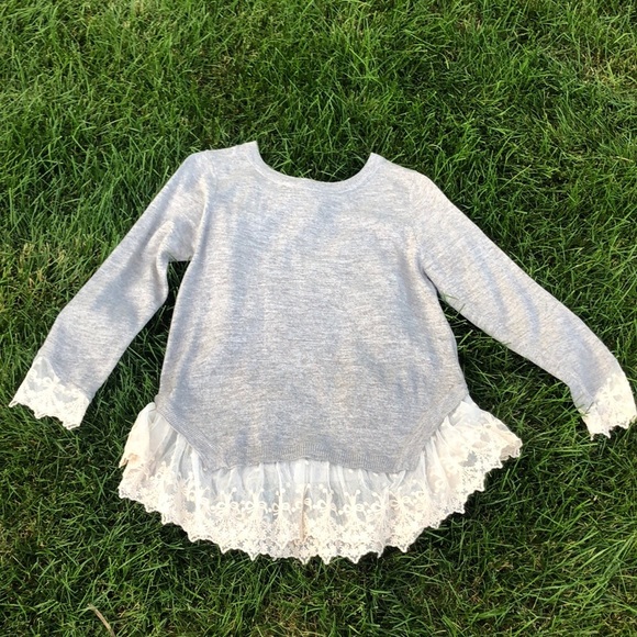 Divided by H&M Grey sweater, cream colored lace - Picture 1 of 8